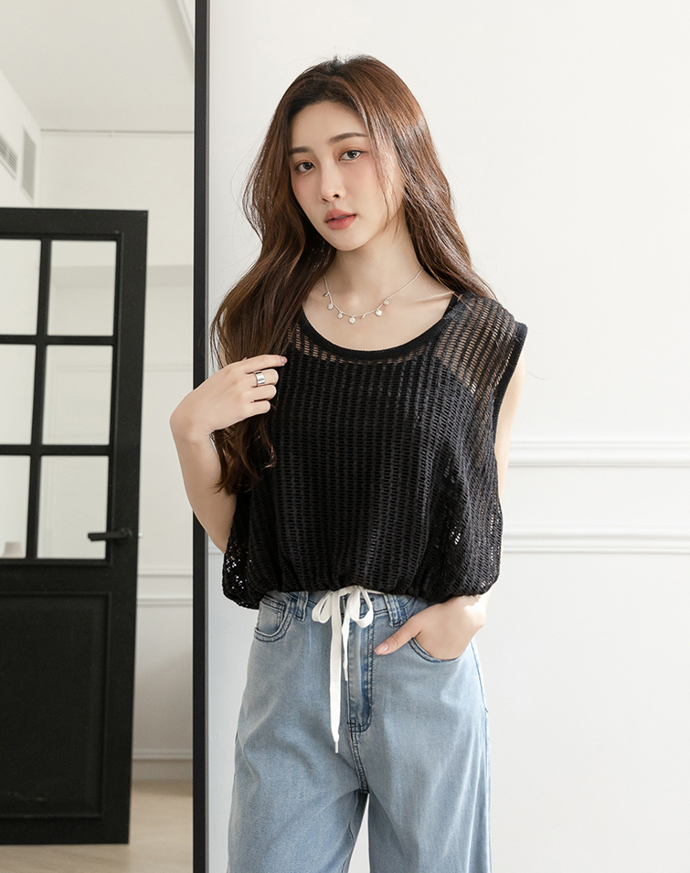 DOUBLE LAYER SHEER KNIT TANK TOP