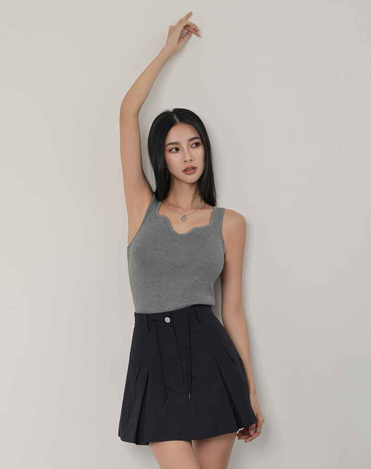 SATEEN COTTON HEART COLLAR VERSATILE CAMISOLE