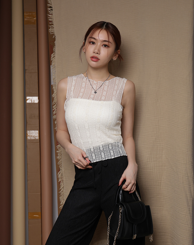 LACE CUT-OUT KNIT VEST