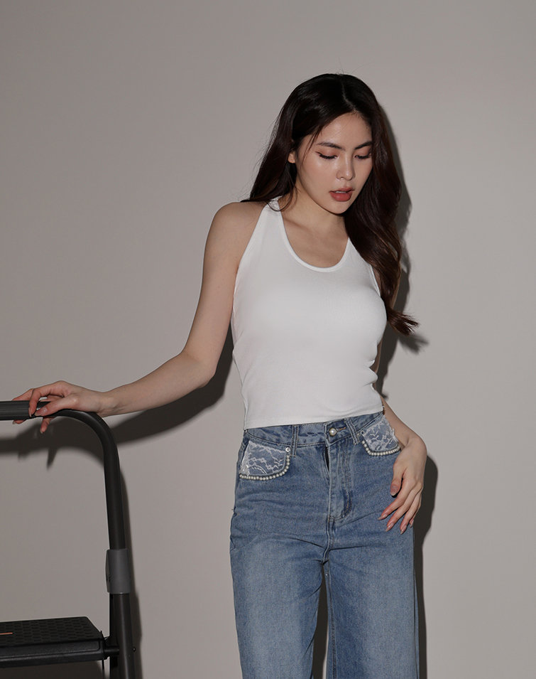 COMFY CREW NECK HALTER TANK