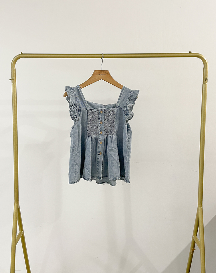 RUFFLED DESIGN DENIM VEST