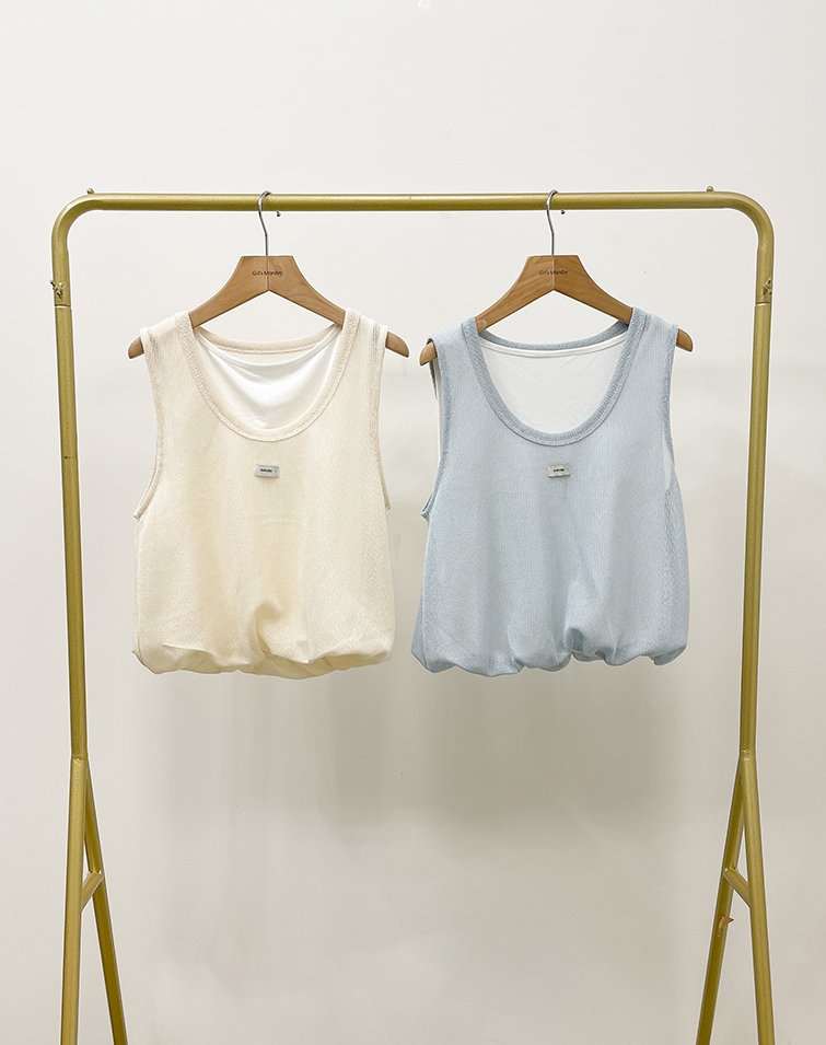 KNITTED TEXTURE FAUX TWO-PIECE VEST