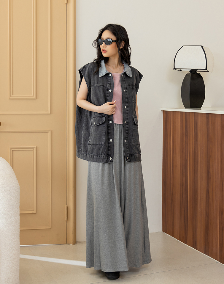EDGY COLORBLOCK DENIM VEST