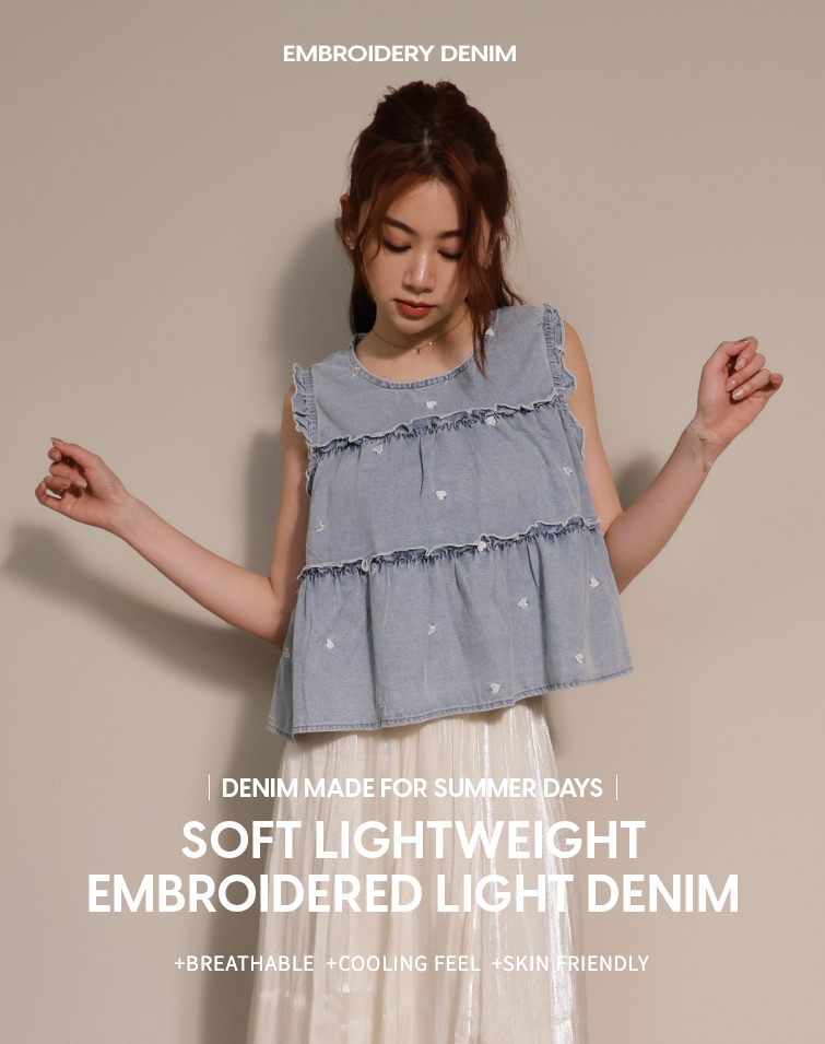 SWEET HEART EMBROIDERED RUFFLE VEST