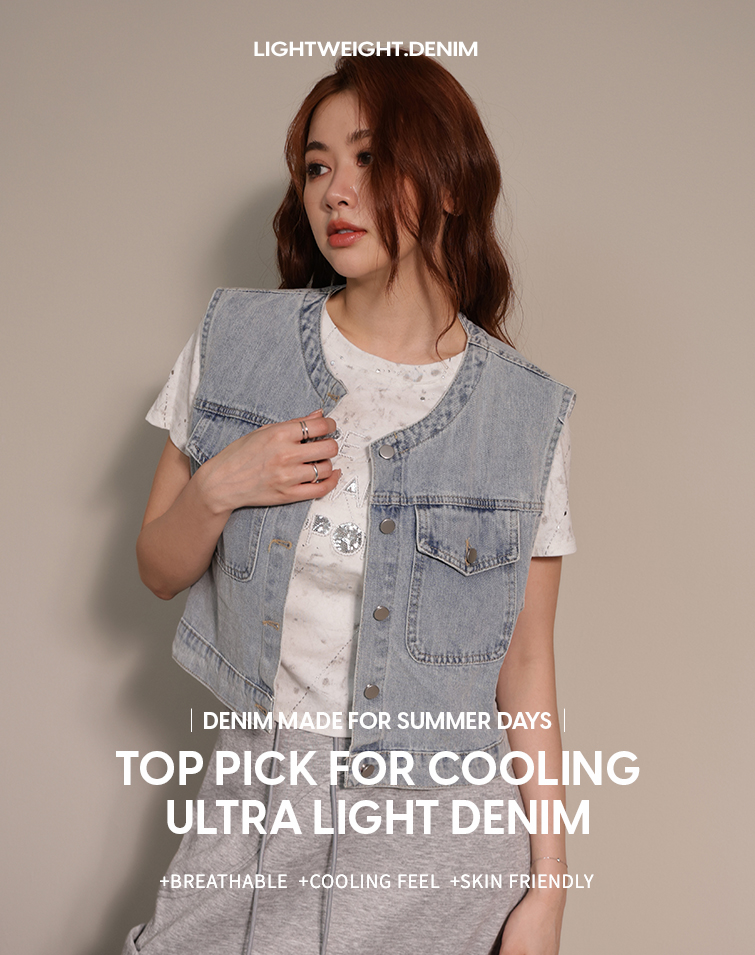 MINIMALIST DOUBLE-POCKET V-NECK DENIM VEST