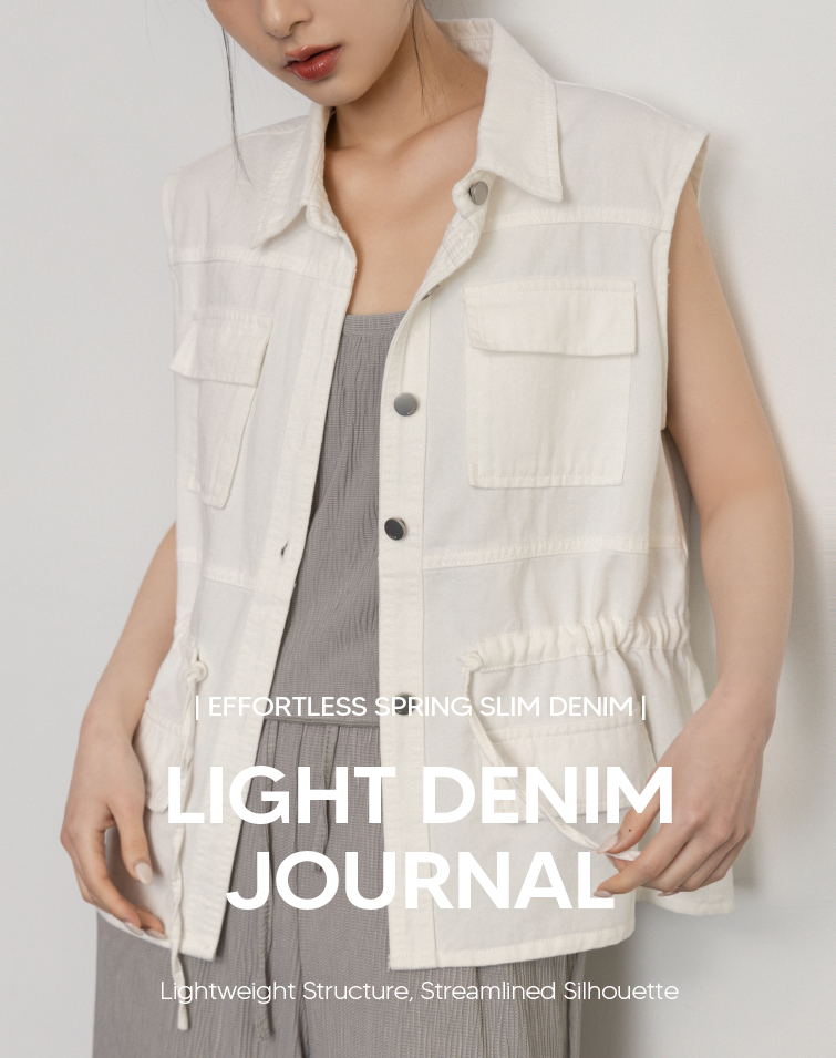 WASHED DENIM DRAWSTRING VEST
