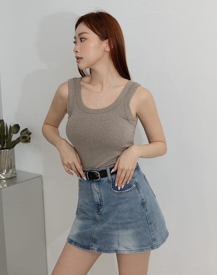 U-NECK SUMMER GLOW COTTON MARLED TANK