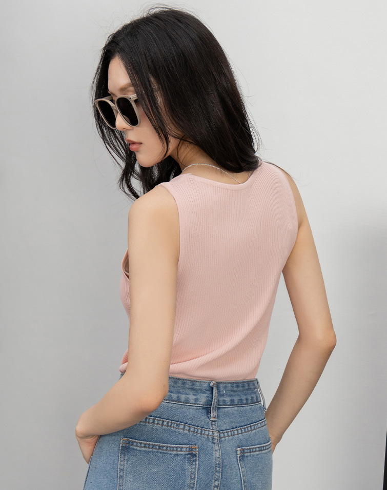 AIRY RIBBED ROUND-NECK TANK
