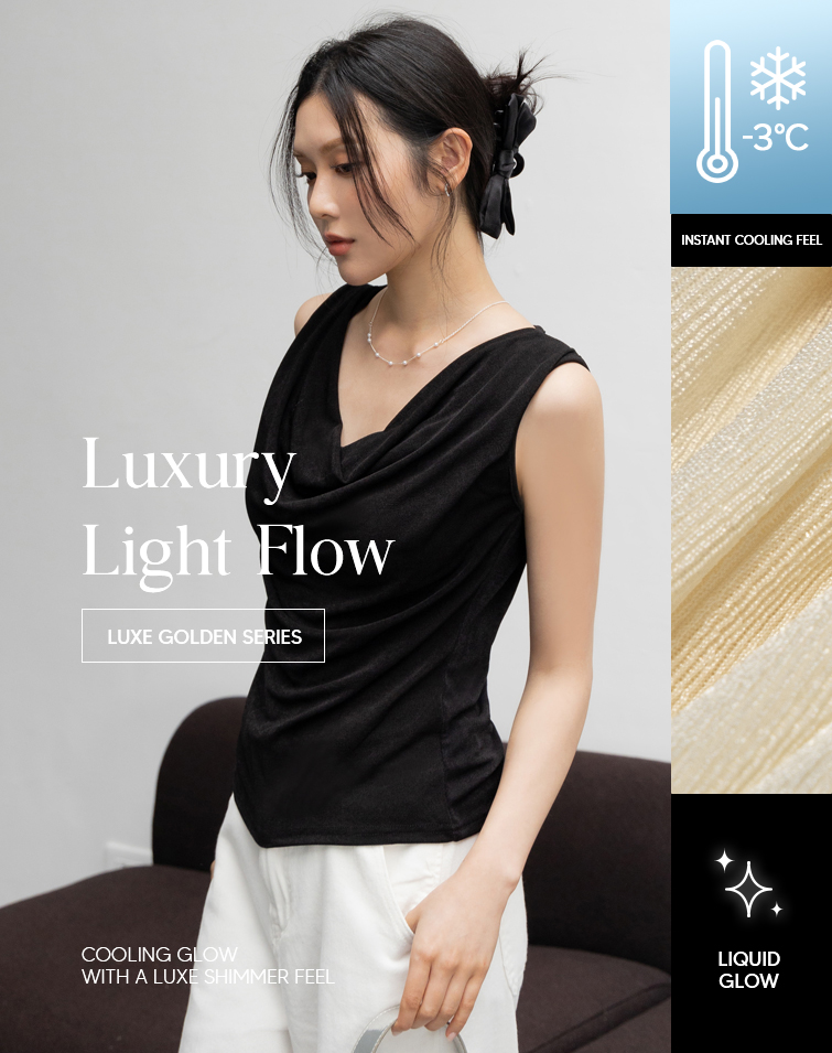 SHIMMER ICY COWL-NECK FITTED TOP