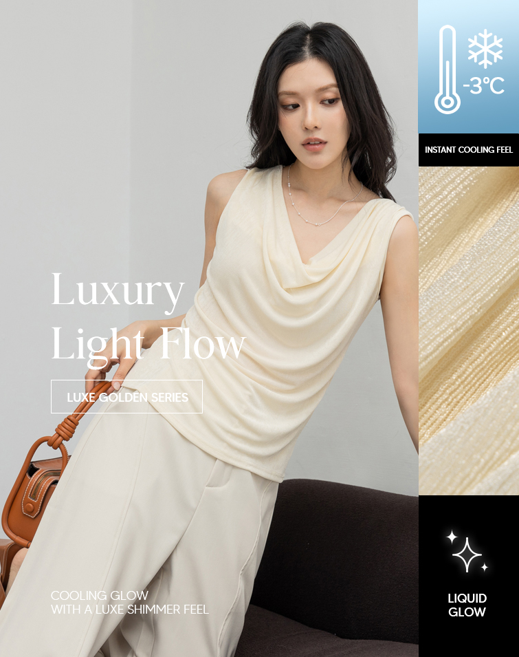 SHIMMER ICY COWL-NECK FITTED TOP