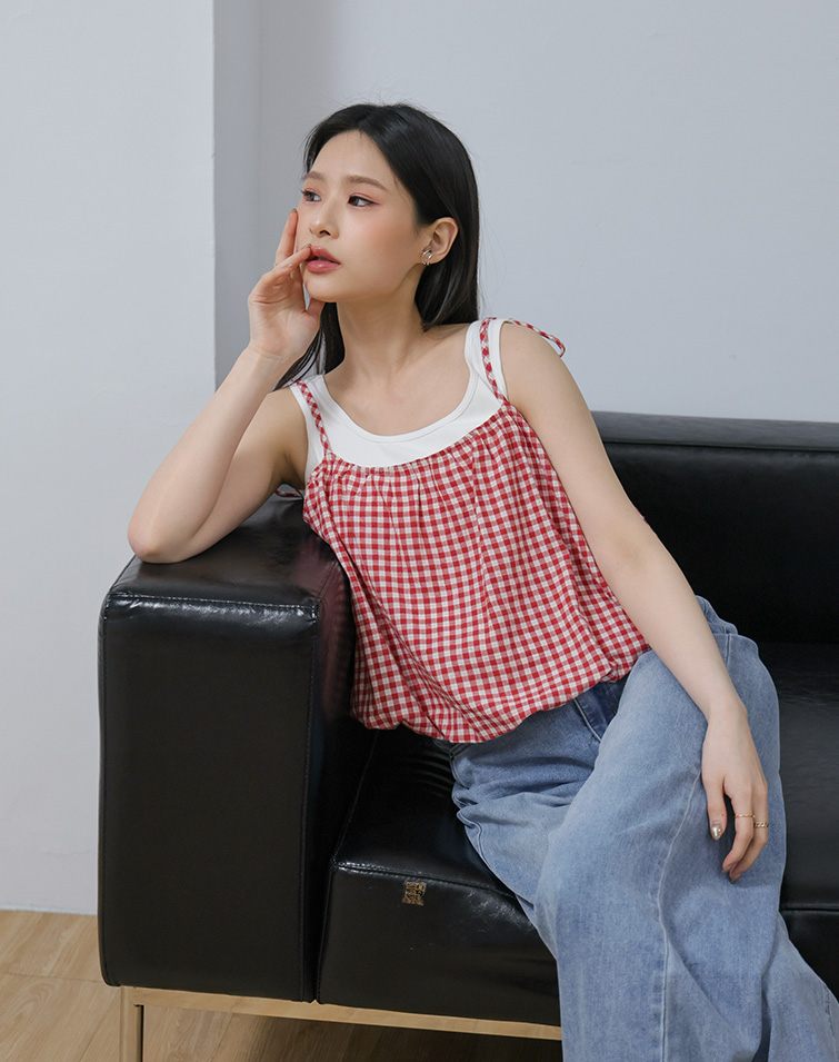 VIBRANT PLAID SHOULDER-TIE TANK