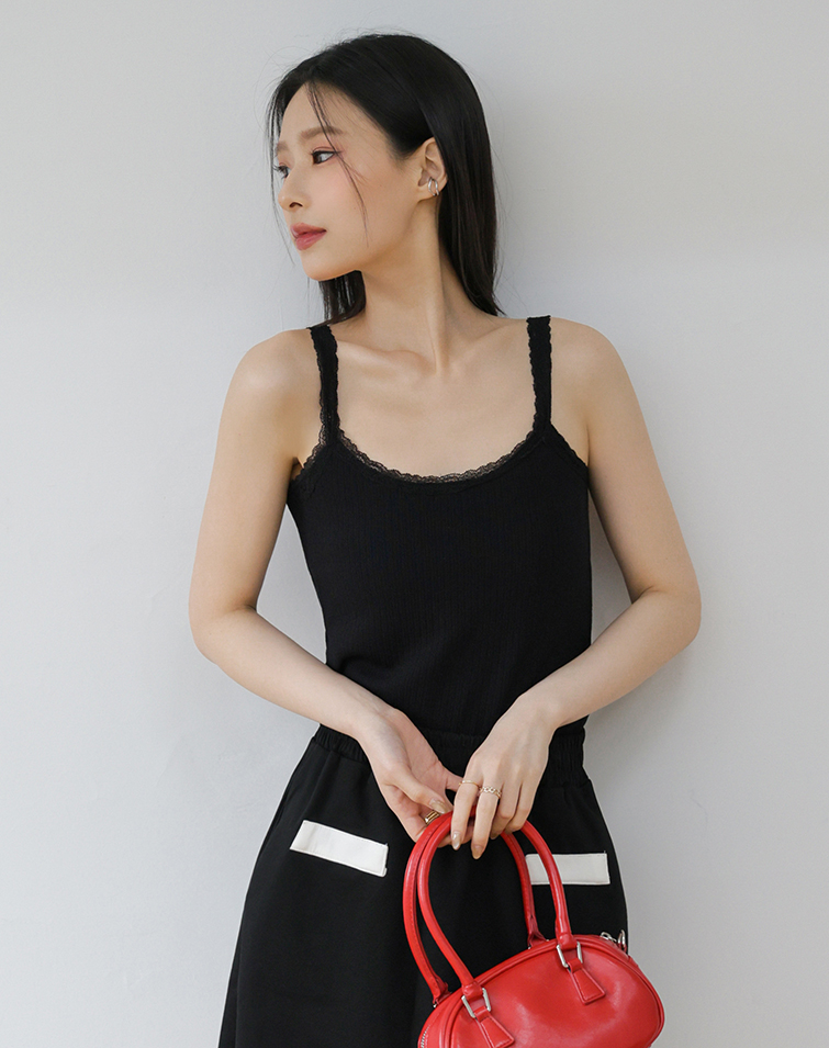 LACE RIBBED TANK