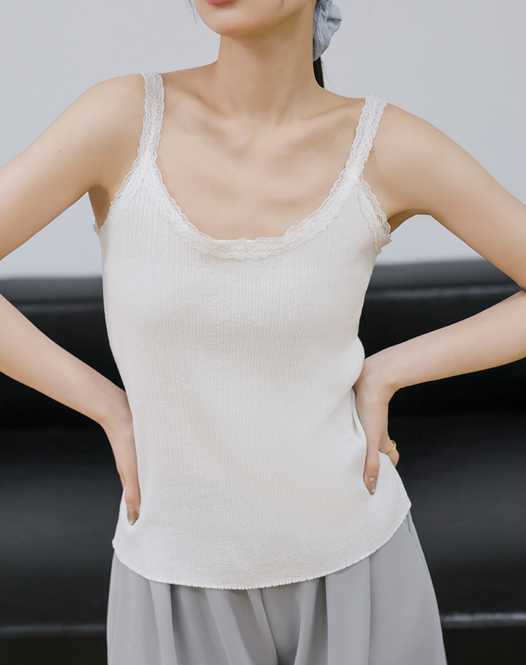 LACE RIBBED TANK