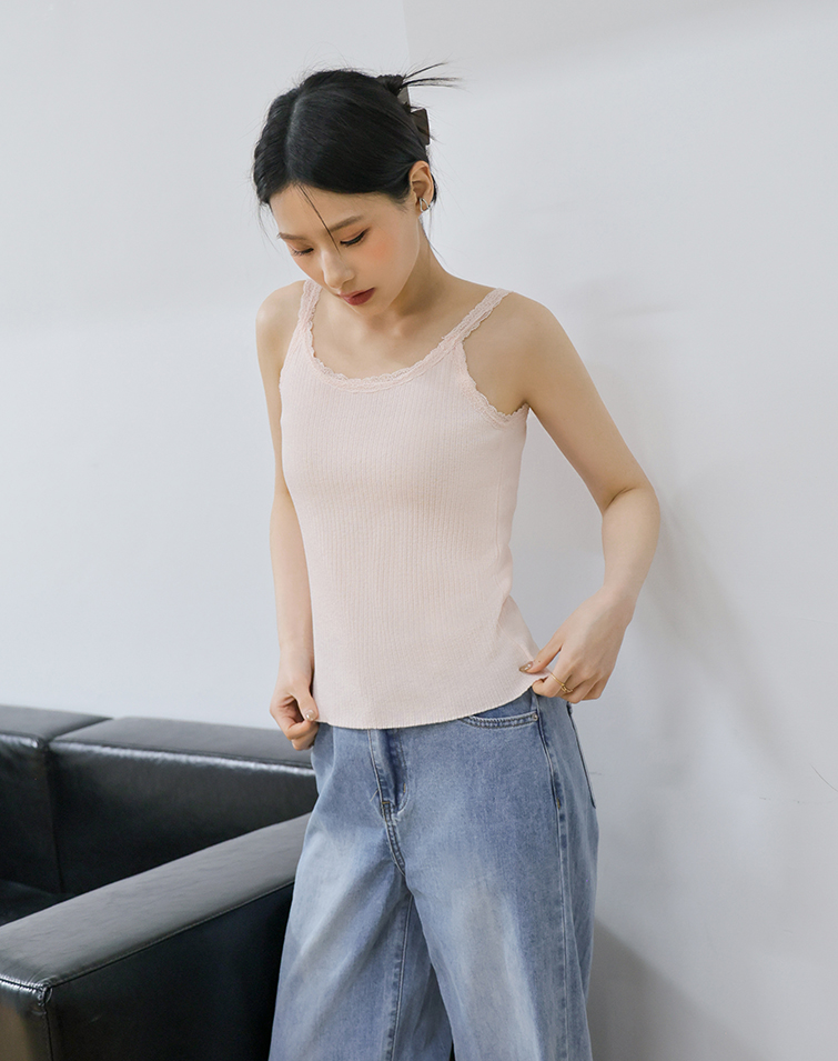 LACE RIBBED TANK