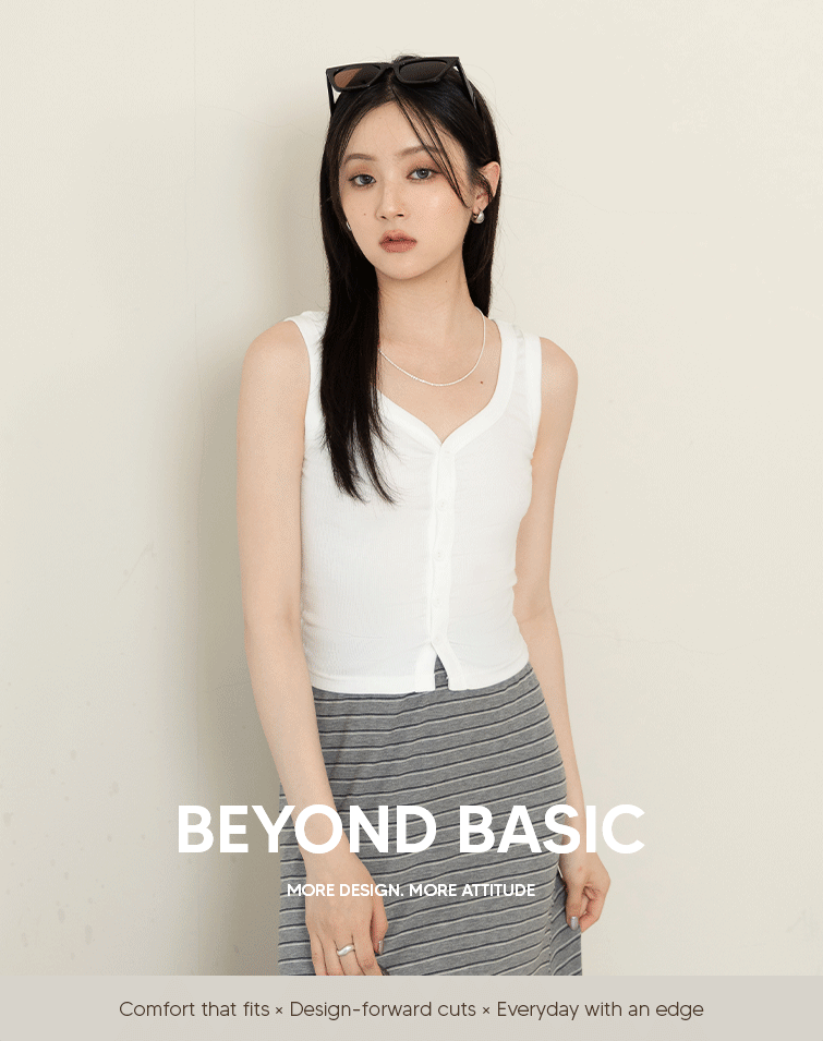 MIT RIBBED  BUTTONED TANK