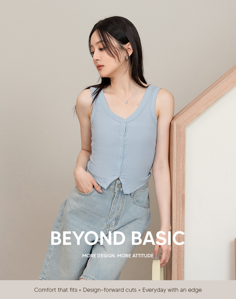 MIT RIBBED  BUTTONED TANK