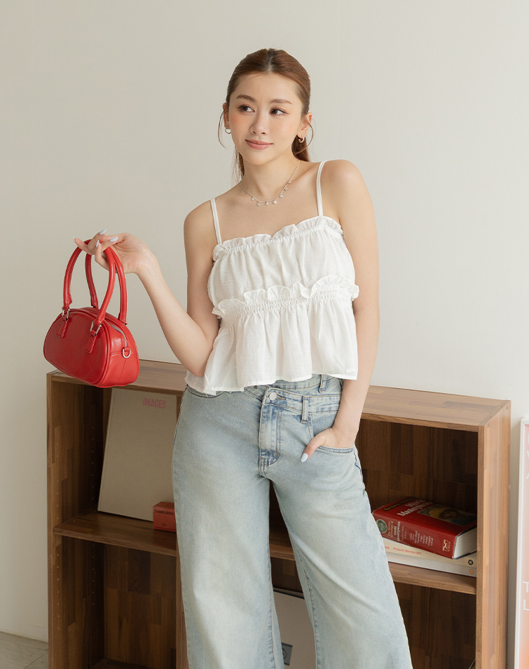 TIERED RUCHED FLARED CAMI