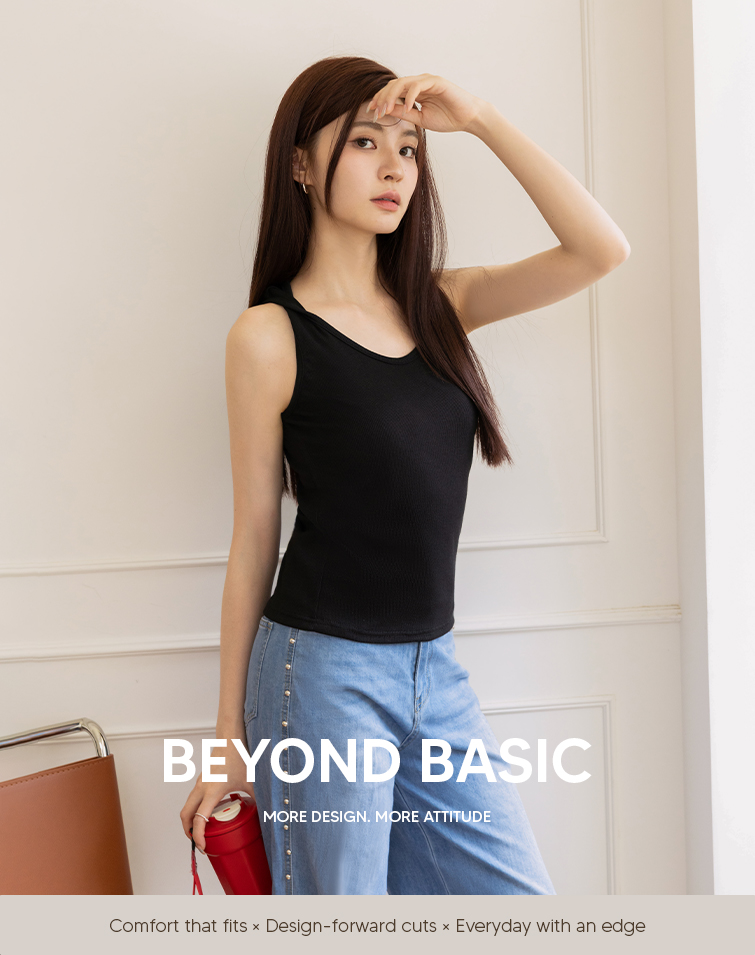 MIT STRETCH RIB TWIST-FRONT TANK
