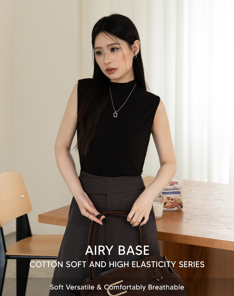 CLOUD-SOFT COTTON MOCK-NECK TANK