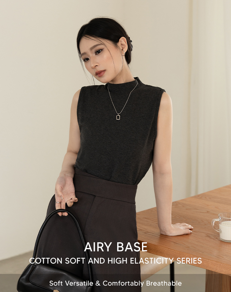 CLOUD-SOFT COTTON MOCK-NECK TANK