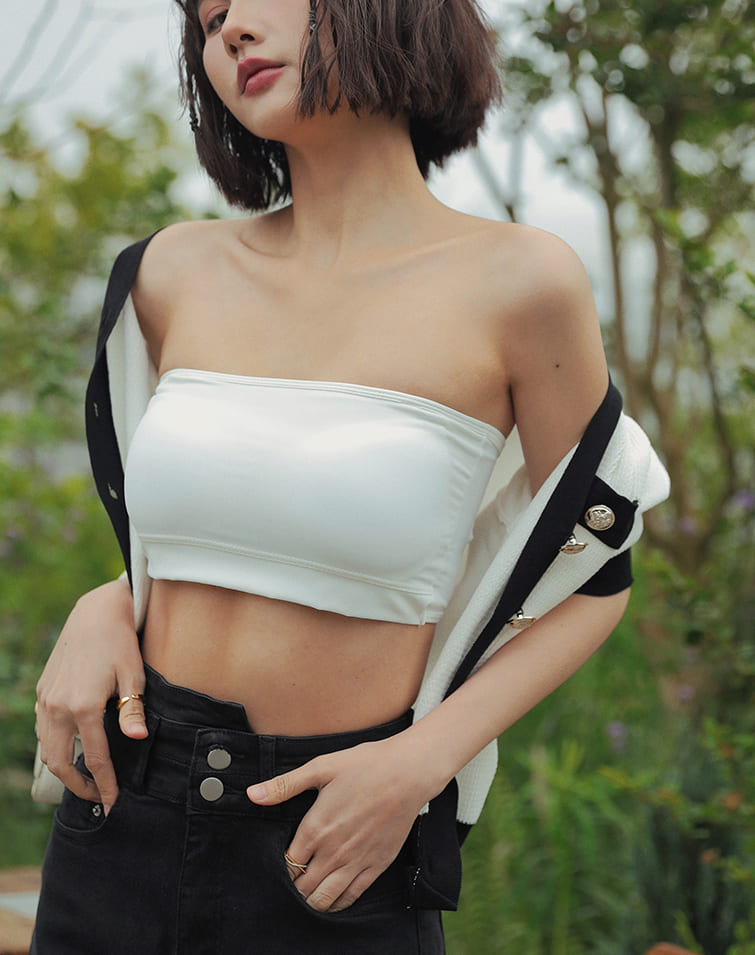 DOUBLE BUCKLE PADDED TUBE TOP