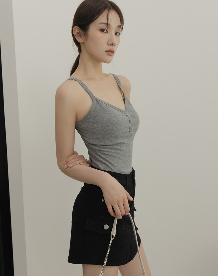 V NECK BUTTON SLIM FIT PADDED CAMISOLE