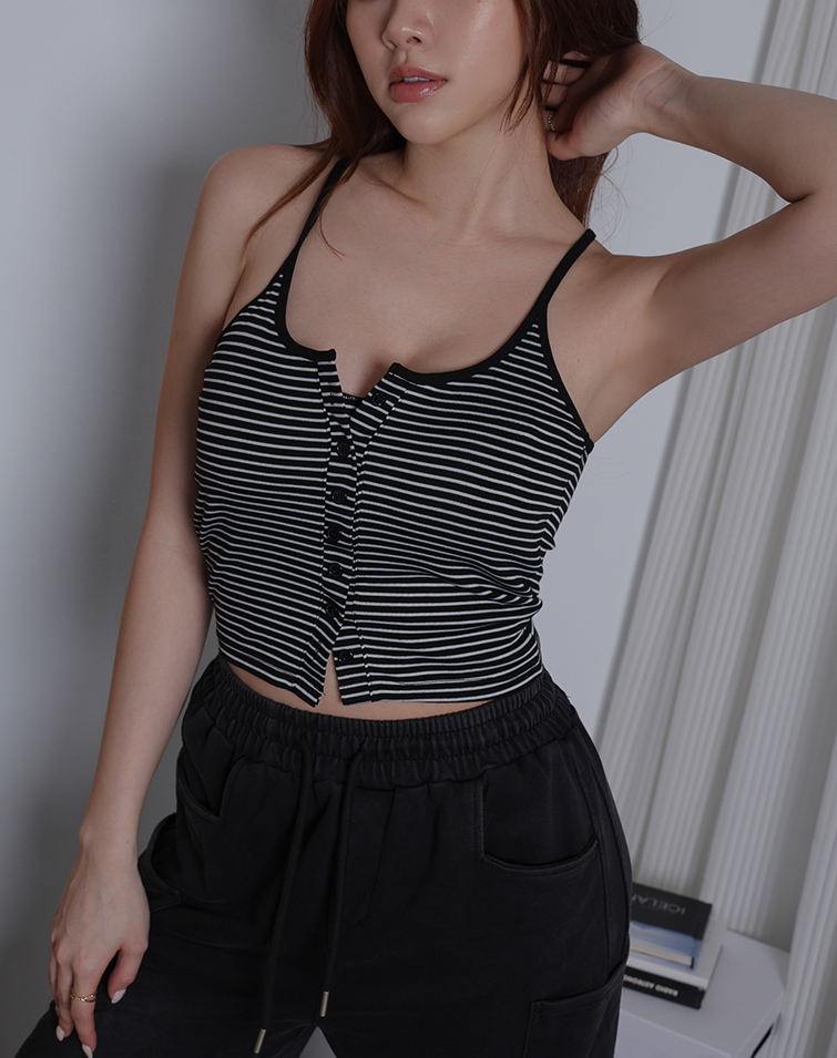 FASHION STRIPED HALTER BRA TOP