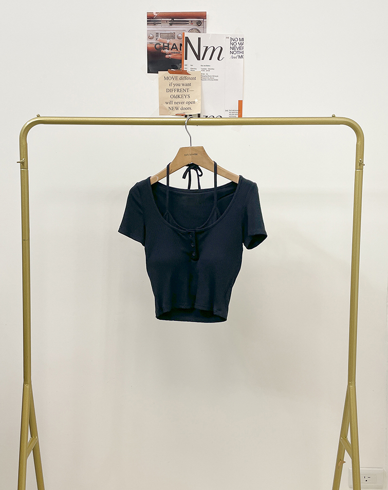 FAUX TWO-PIECE TIE-FRONT BRATOP