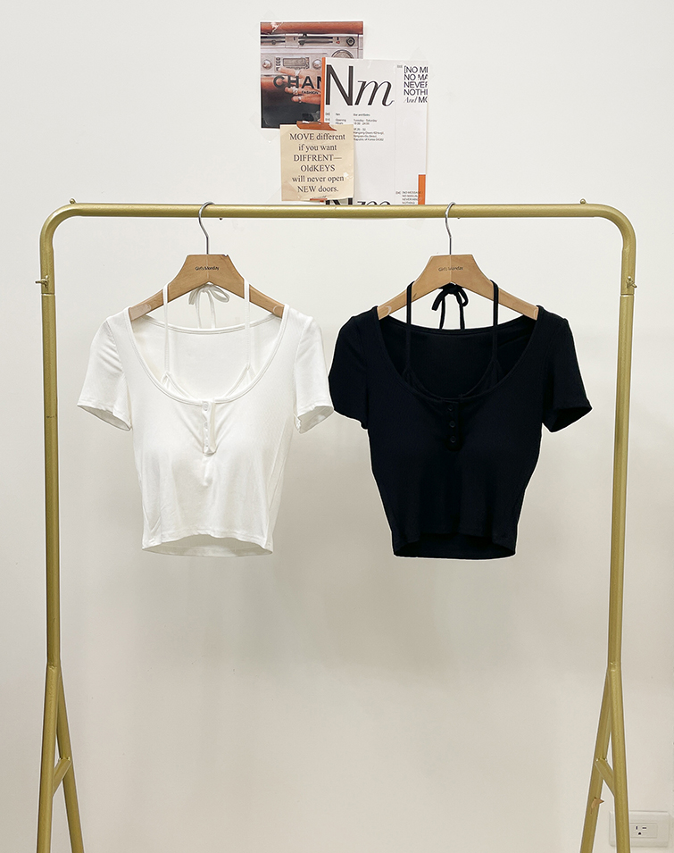 FAUX TWO-PIECE TIE-FRONT BRATOP