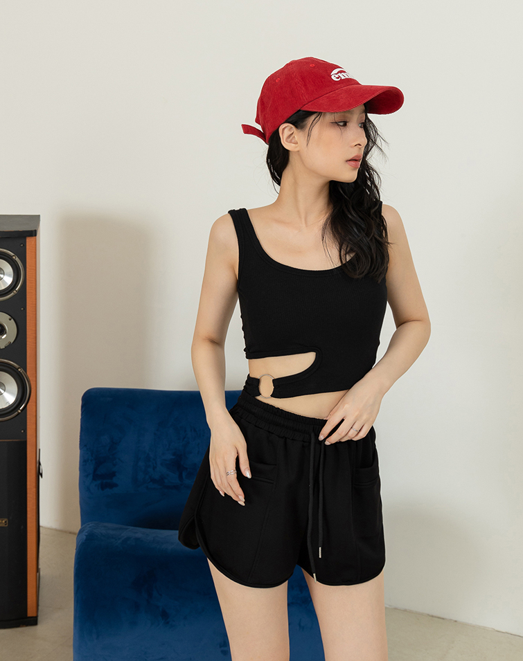 INTELLECTUAL SOLID COLOR RIBBED BRA TOP