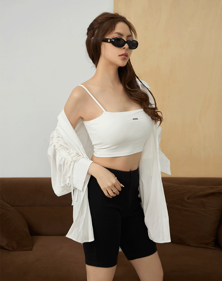 METAL ACCENT STRAPPY BRA TOP