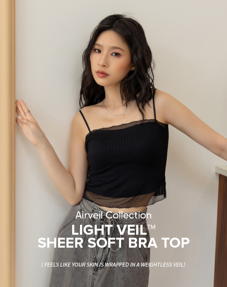 LIGHTWEIGHT SHEER STRAPLESS SLIM-STRAP BRA TOP