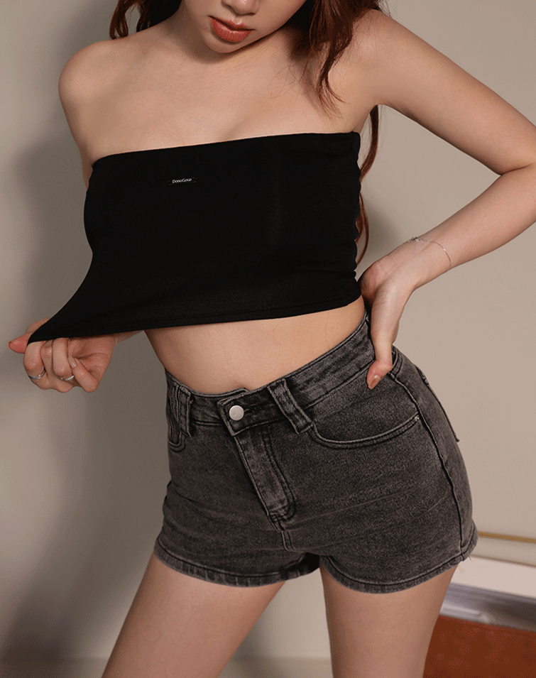 METALLIC SLOGAN LIGHTWEIGHT STRAPLESS BRA TOP