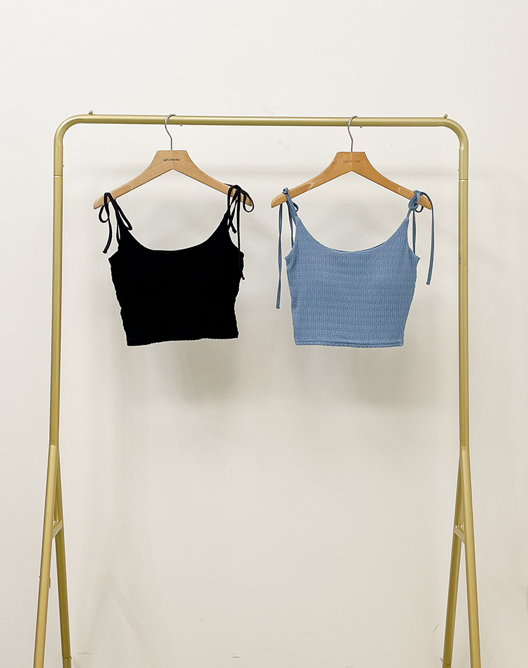 TEXTURED KNIT STRAP BRA TOP