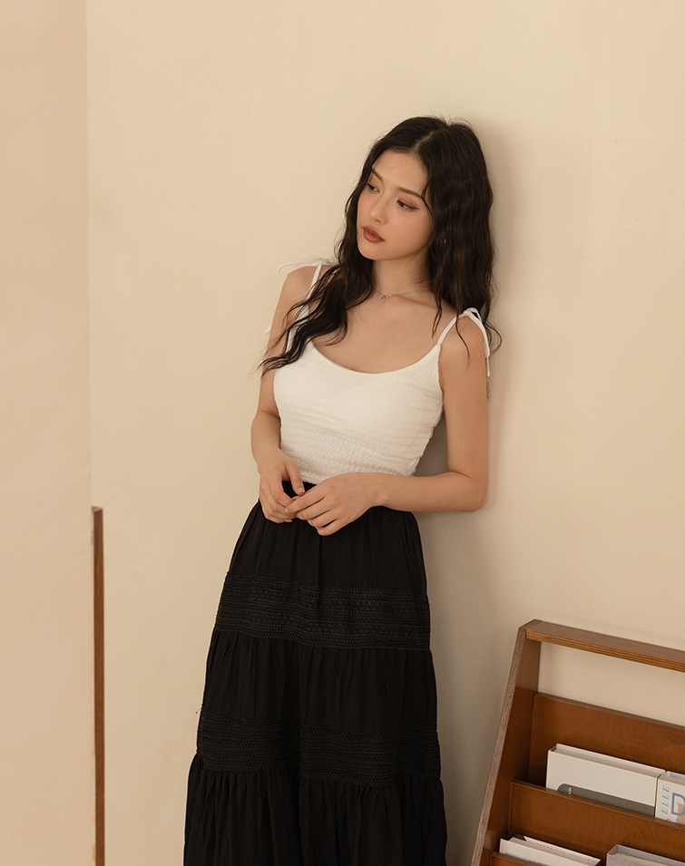 TEXTURED KNIT STRAP BRA TOP
