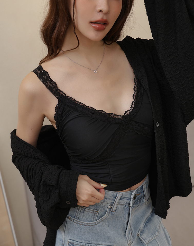 ROMANTIC DRAPED LACE BRA TOP