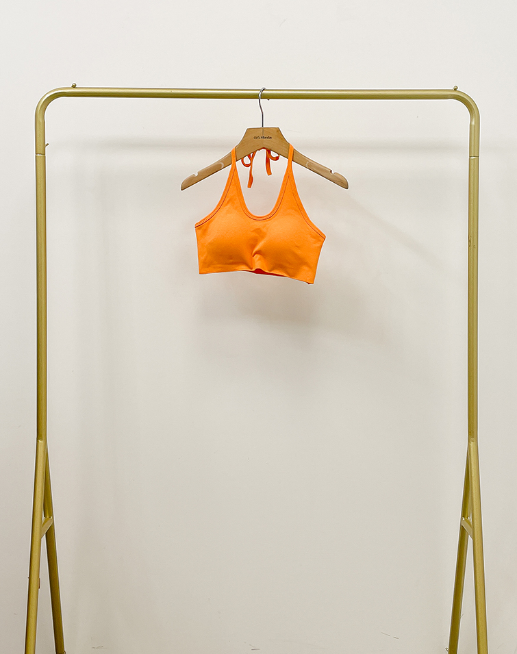 SOLID COLOR TIE DETAIL BRA TOP