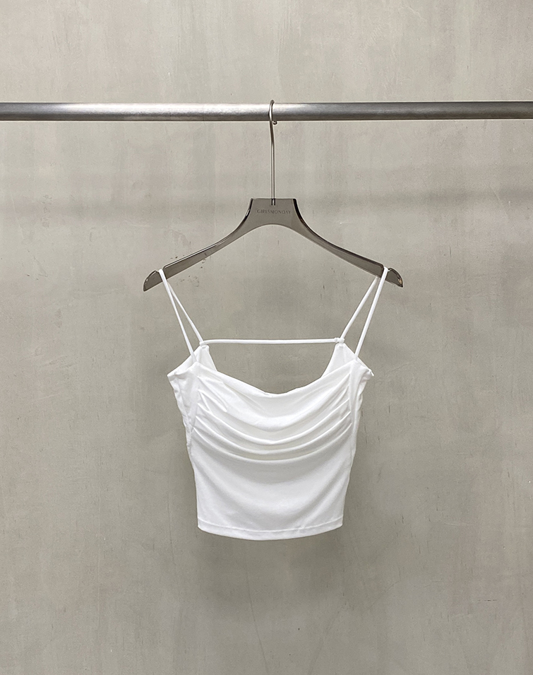 SOLID RUCHED SPAGHETTI STRAP BRA TOP