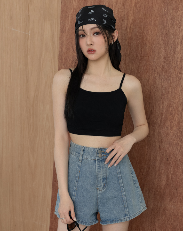 STRETCH RIBBED CROSS BACK BRA TOP