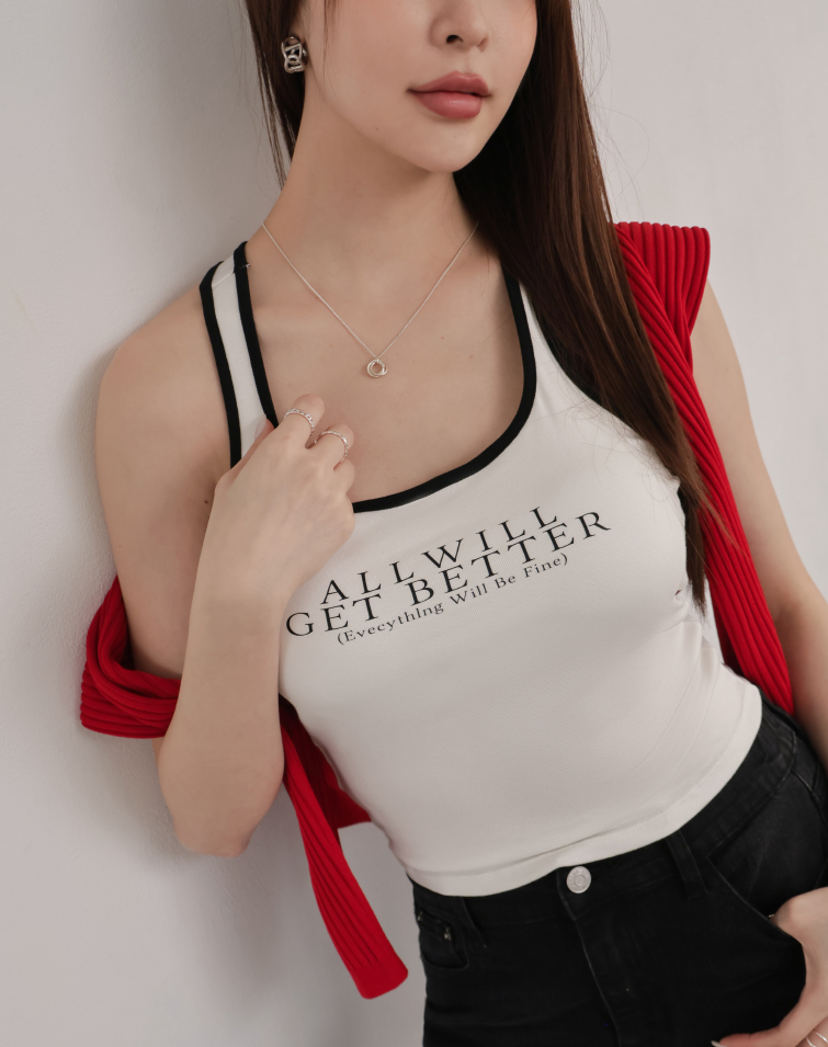 MINIMAL LETTER TRIM BRA TOP