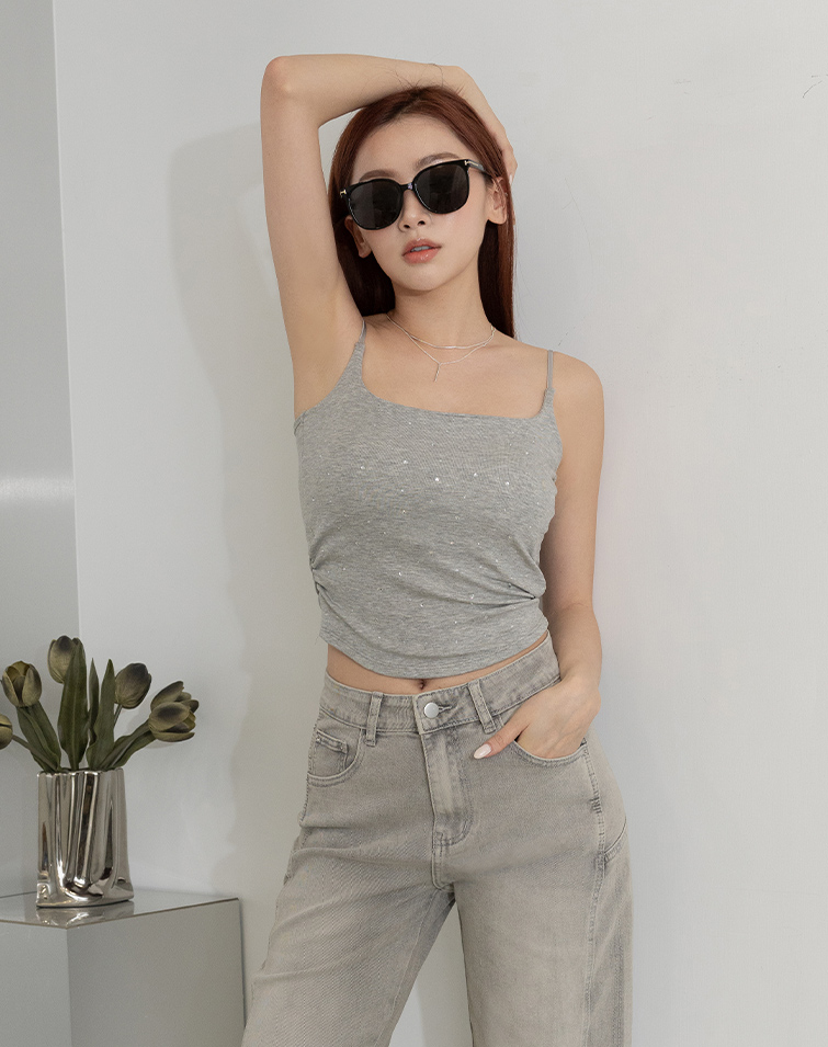 CROP CRYSTAL SPAGHETTI STRAP BRA TOP