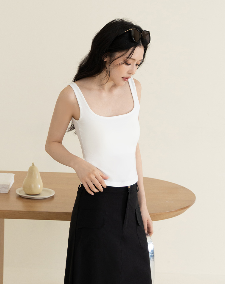 CLOUD RIBBED U-NECK BRA TOP