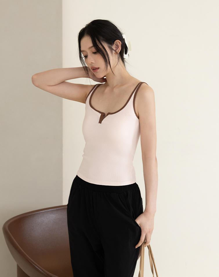 AIRY CLOUD CONTRAST BUTTON BRA TOP