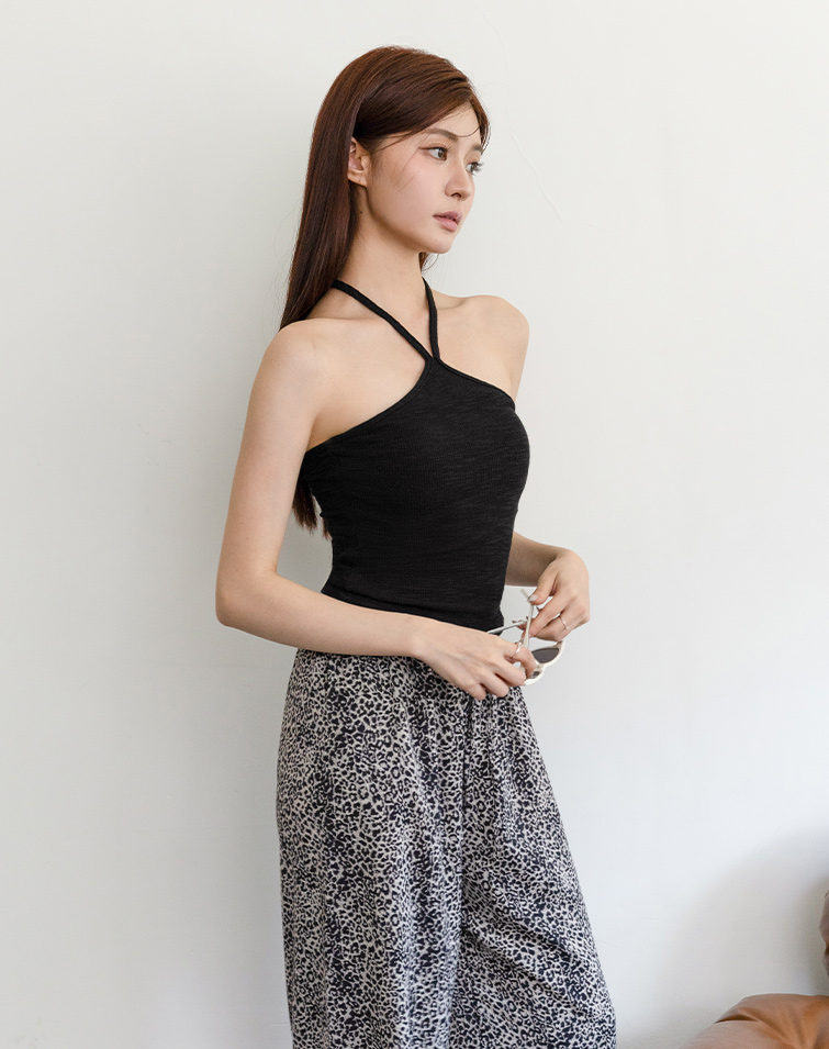CLOUD RIB HALTER NECK BRA TOP
