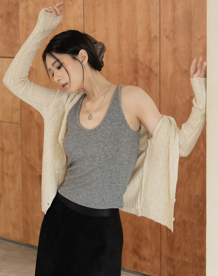 CHUNKY-RIBBED SLIMMING BRA TOP