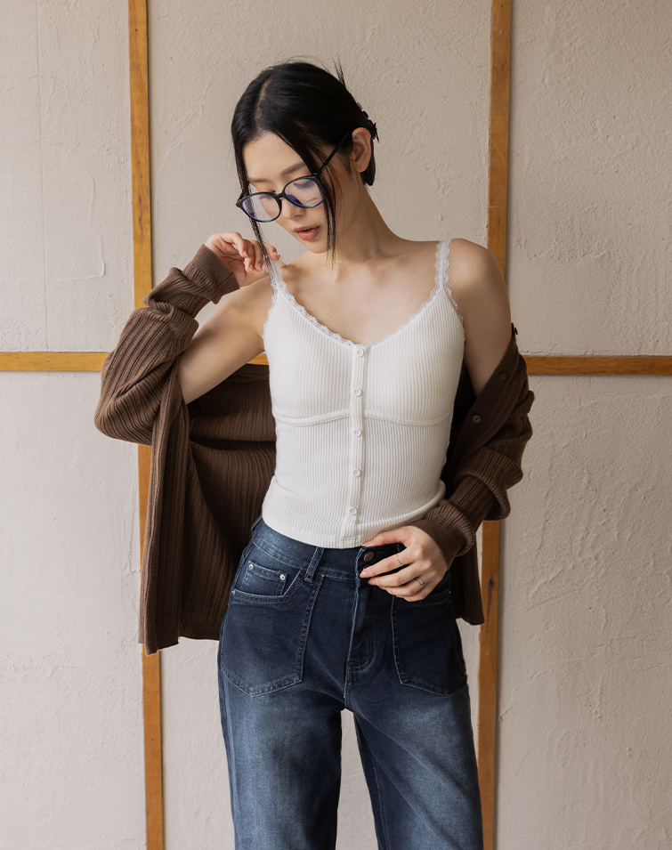 CLOUD-SOFT RIBBED LACE BRA TOP