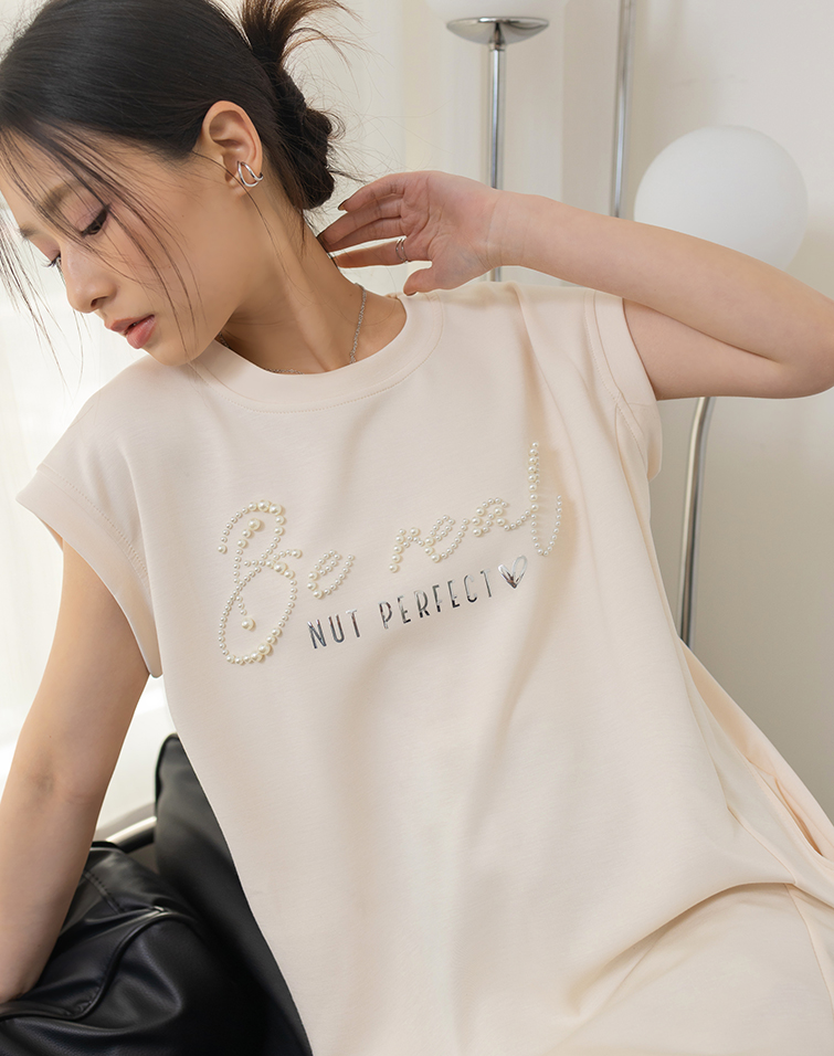 SOFT & STRETCHY 3D PEARL LETTERING DRESS