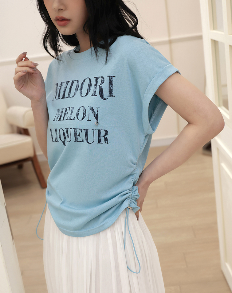 DISTRESSED GRAPHIC LETTERS WAISTED T-SHIRT