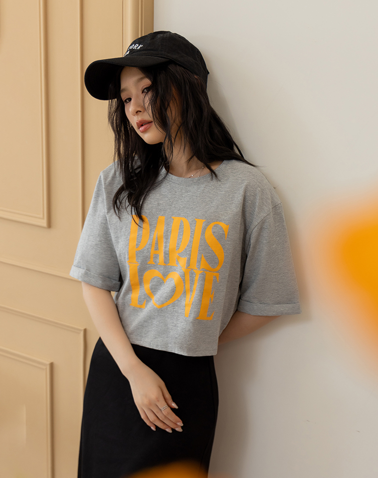 FRENCH CHIC COLOR-BLOCK LETTER T-SHIRT