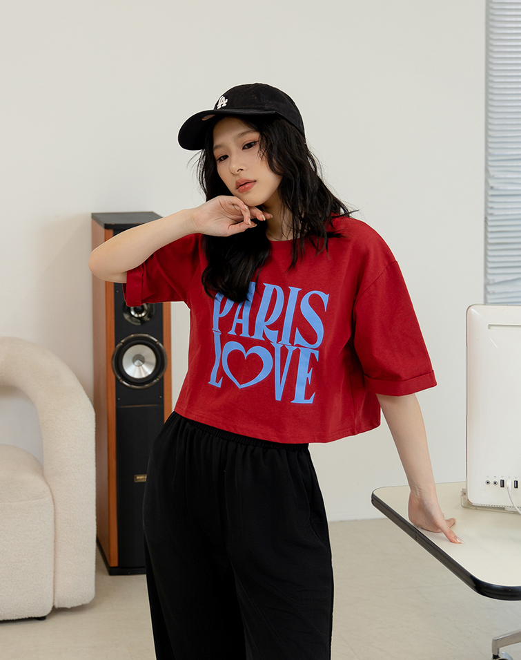 FRENCH CHIC COLOR-BLOCK LETTER T-SHIRT
